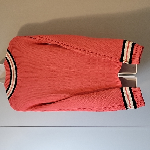 Cotton Country Size M/M V-neck Pinkish Tangerine Knit Sweater - Picture 7 of 7